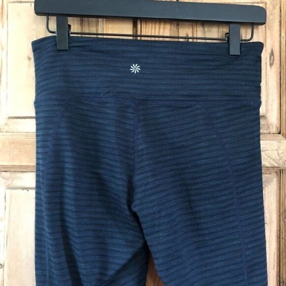 Athleta Small Navy Blue Black Cropped Leggings‎ Jacquard Mantra Capri Athletic - Picture 7 of 10